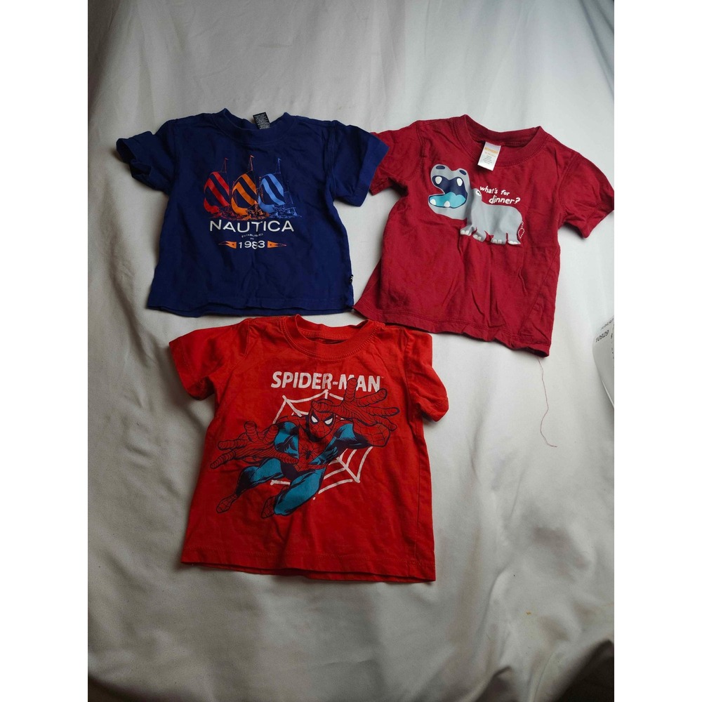 Toddler Boys Graphic T-Shirt Lot 18-24M Nautica Gymboree Marvel Spider-Man 3pc